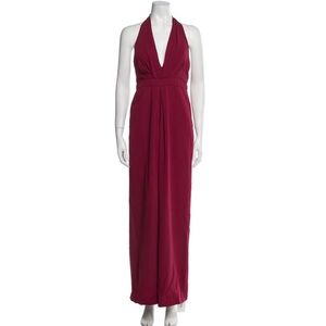 Jill Stuart jumpsuit backless Elegant Burgundy Halter Maxi romper wide leg 2 XS